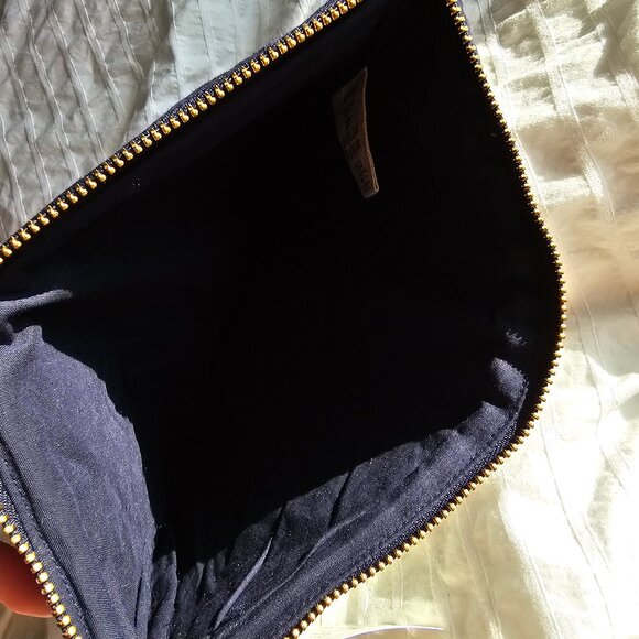 Sezane x Lucia Vergara Max Flat Pouch - Marine Blue w/ Jazmin Embroidery - NWT - Picture 9 of 12